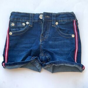 TRUE RELIGION girls size 7 Denim Shorts with Red Stripe